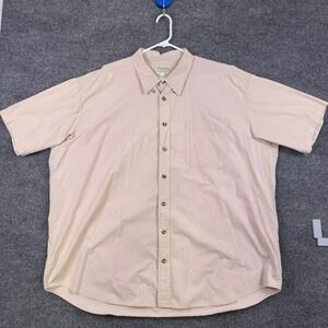 Cabelas Mens 3XL Tall Tan Micro Stripe Short Sleeve Button Down Shirt Pocket
